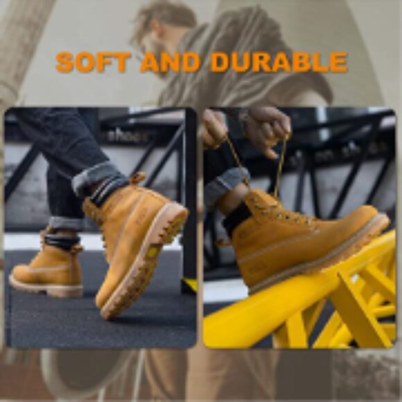 Men\'s Waterproof Leather Work Boots Soft Toe Non Slip Comfortable main image 5